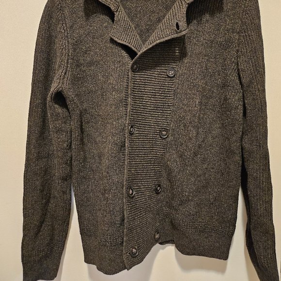 H&M Green Knit Collared Double Breasted Buttons Cardigan US Men M - Picture 8 of 9